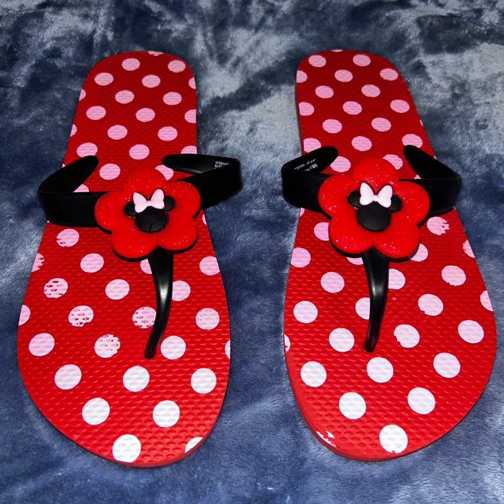 Disney Red and White Polka Dot Kids Flip Flops